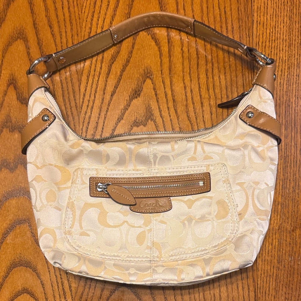 Coach HOBO Beige and Brown Shoulder Bag
